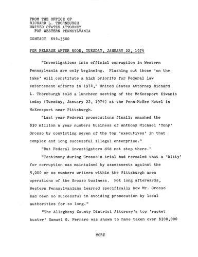 Flushing out those on the take will constitute a high priority for federal law enforcement efforts in 1974