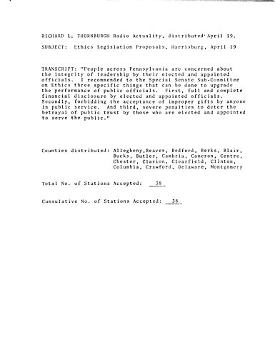 Ethics legislation proposals, Harrisburg,