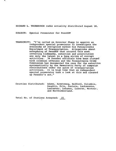 Special prosecutor for PennDOT,