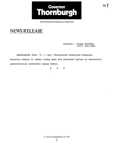 Letter to Ertel regarding disclosure of federal income tax returns