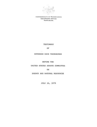 Testimony: U.S. Senate Committee on Energy and Natural Resources, Washington D.C.
