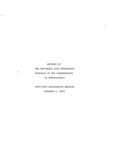 Legislative Agenda for 1979-1980, Harrisburg, PA