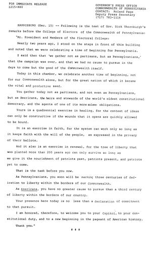 College of the Electors of the Commonwealth of Pennsylvania, Harrisburg, PA
