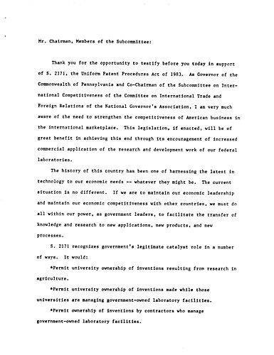 Testimony before the Senate Judiciary Subcommittee on Patents, Copyrights and Trademarks regarding Senate Bill 2171: Uniform Patent Procedures Act of 1993, Washington, DC