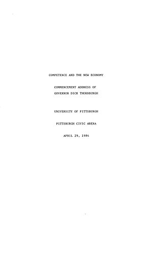 "Competence and the New Economy," University of Pittsburgh Commencement, Pittsburgh, PA
