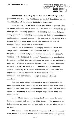 Sub-Committee on the Constitution of the Senate Judiciary Committee, Washington D.C.