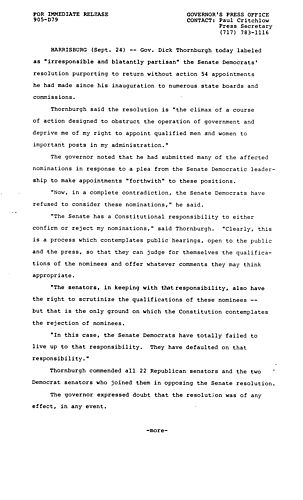 Senate Democrats' resolution purporting to return 54 appointments without action