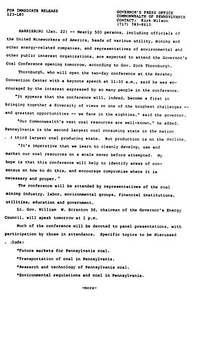 Governor's Coal Conference information