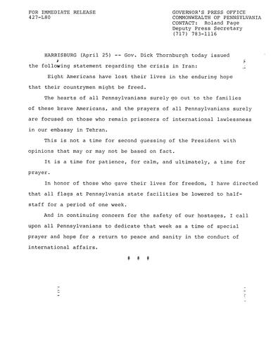 Statement: Iran crisis