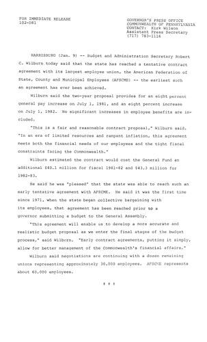 Budget and Administration Secretary Robert Wilburn: Tentative contract with AFSCME