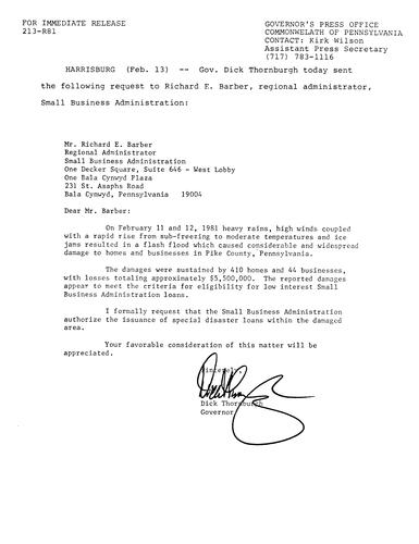 Letter to Richard E. Barber, Regional Administrator of S.B.A.