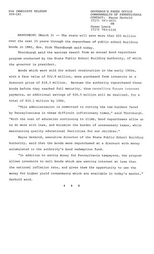Repurchase of public school building bonds