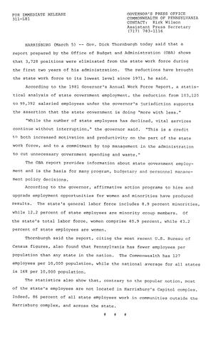 1981 Governor's Annual Work Force Report