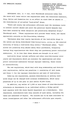 Will issue new "look-alike" drugs regulations