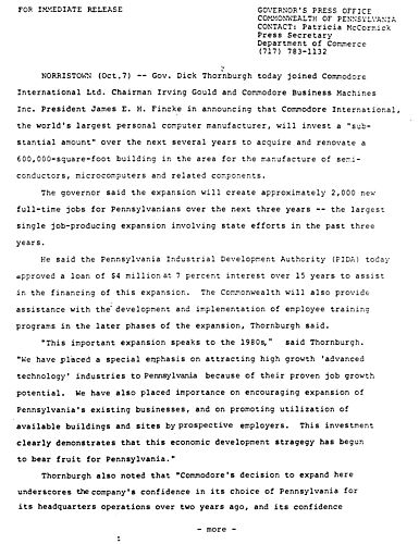Commodore International Ltd. Expansion (2,000 full-time jobs over next 3 years)
