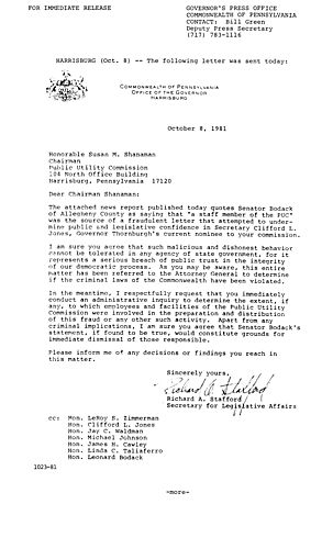 Richard A. Stafford letter to PUC Chairman Susan M. Shanaman