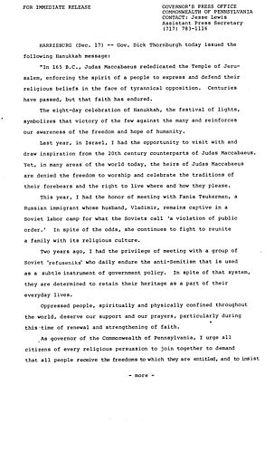 Statement: Hanukkah