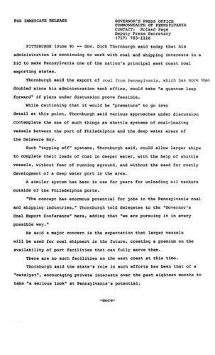 Remarks: Governor's Coal Export Conference