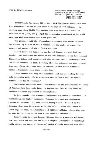Remarks: Disabled American Veterans Department of PA