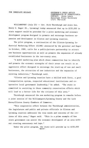 $150,000 provided for Clinton-Lycoming industrial marketing effort