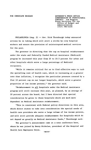 Averts strike by Hospital and Health Care Employees Union,