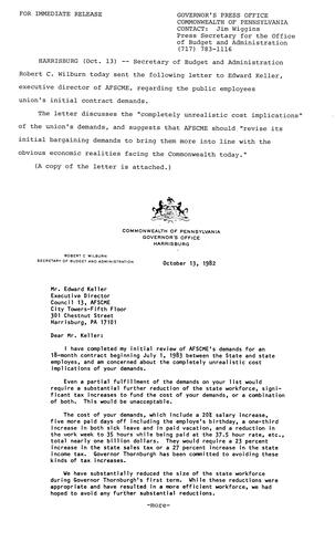 Robert C. Wilburn letter to Edward Keller, Executive Director, AFSCME