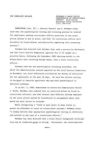 Jay C. Waldman: New psychological procedure for corrections officer applicants