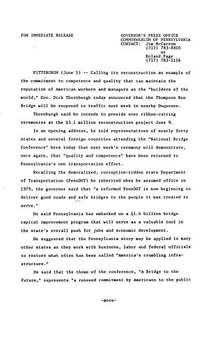 Remarks: National Bridge Conference,