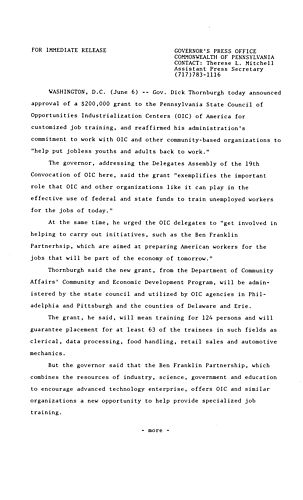 $200,000 to PA State Council of Opportunities Industrialization Centers,