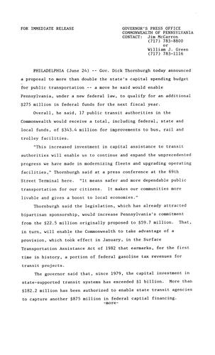 Proposal to qualify for additional $275 million in federal funds for public transportation