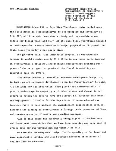 Brands House Democrats budget proposal as "unacceptable"