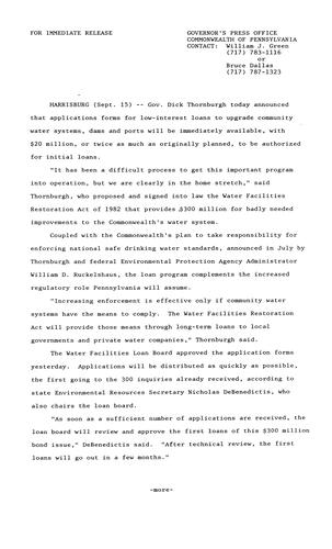 Application forms for low-interest loans to upgrade community water systems available