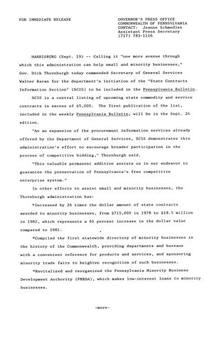 DGS's initiation of "State Contracts Information" section will be included in PA Bulletin