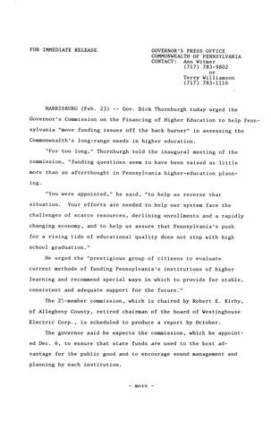 Remarks: Governor's Commission of Financing of Higher Education