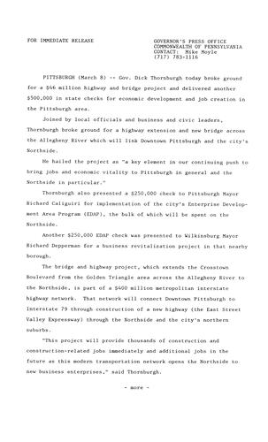 $46 million highway and bridge project and $500,000 in checks for economic development and job creation