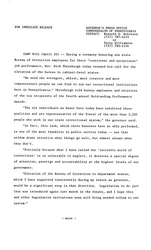 Remarks: at the Bureau of Corrections fourth Annual Outstanding Performance Awards,