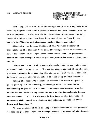 Remarks: on Eastern Section of American Society of Enologists,