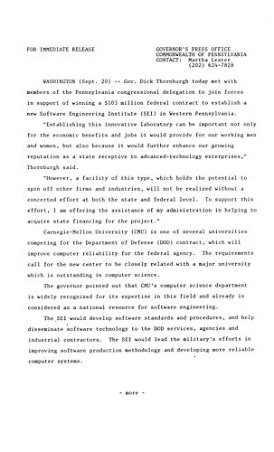Department of Defense $103 million Software Engineering Institute federal contract competition,