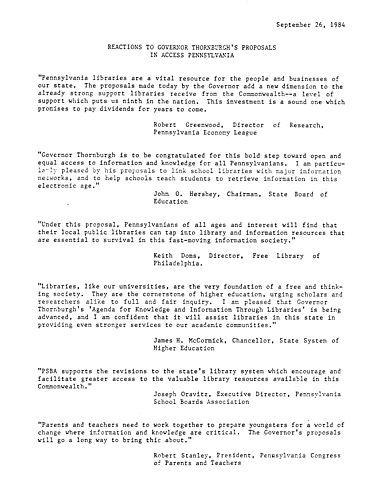 Reactions to "Access PA" proposal,