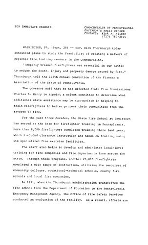 Remarks: Fireman's Association of State of PA,