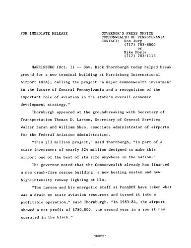 Groundbreaking for Harrisburg International Airport new terminal building,