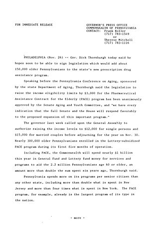 Remarks: PA Conference on Aging,