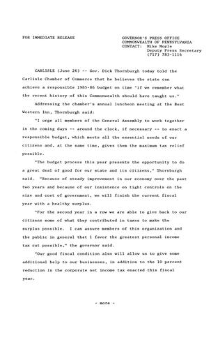 Remarks: Carlisle Chamber of Commerce