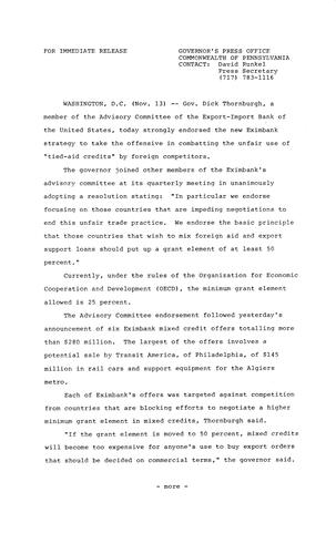Endorses new Eximbank Strategy to take the offensive in combating unfair use of "tied-aid credits" by foreign counterparts