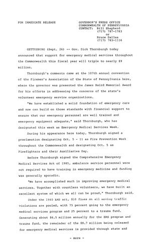 Remarks: 107th Annual Convention of Firemen's Association