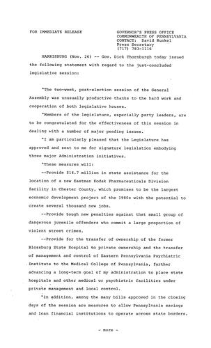 Statement: just-concluded legislative session
