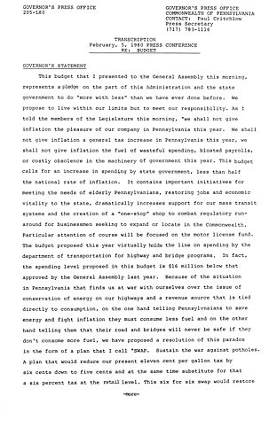 News conference regarding 1980-1981 budget,