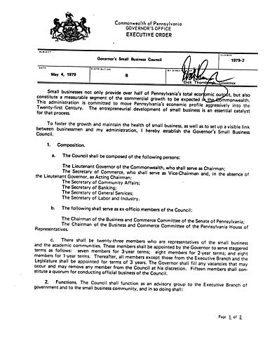 1979-2: Governor's Small Business Council,