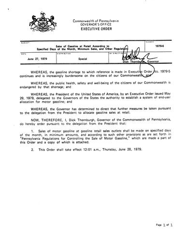 1979-6: Sales of Gasoline at Retail According to Specified Days of the Month, Minimum Sales, and Other Regulations