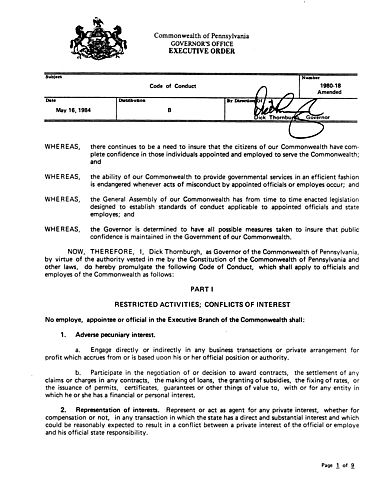 1980-18 Amended: Code of Conduct,